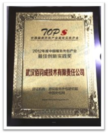 2012年度中国服务外包产业最佳创新实践奖